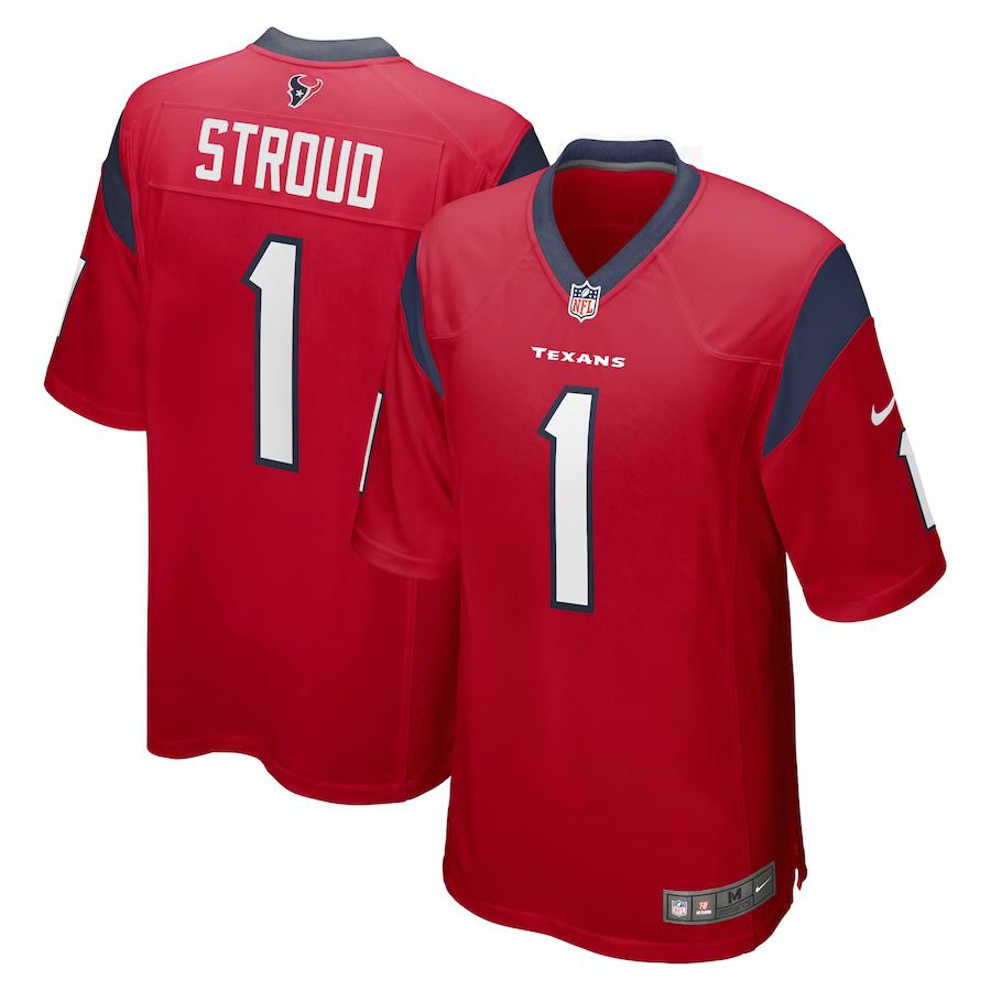 Men Houston Texans 1 CJ Stroud Nike Red 2023 NFL Draft First Round Pick Alternate Game Jersey